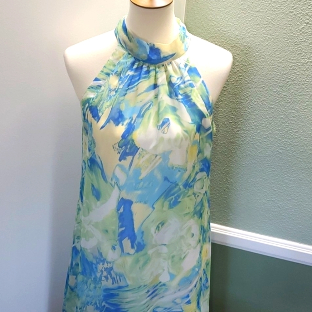 Jonathan Martin Studio Grecian Style Sleeveless Print Dress - Picture 2 of 14